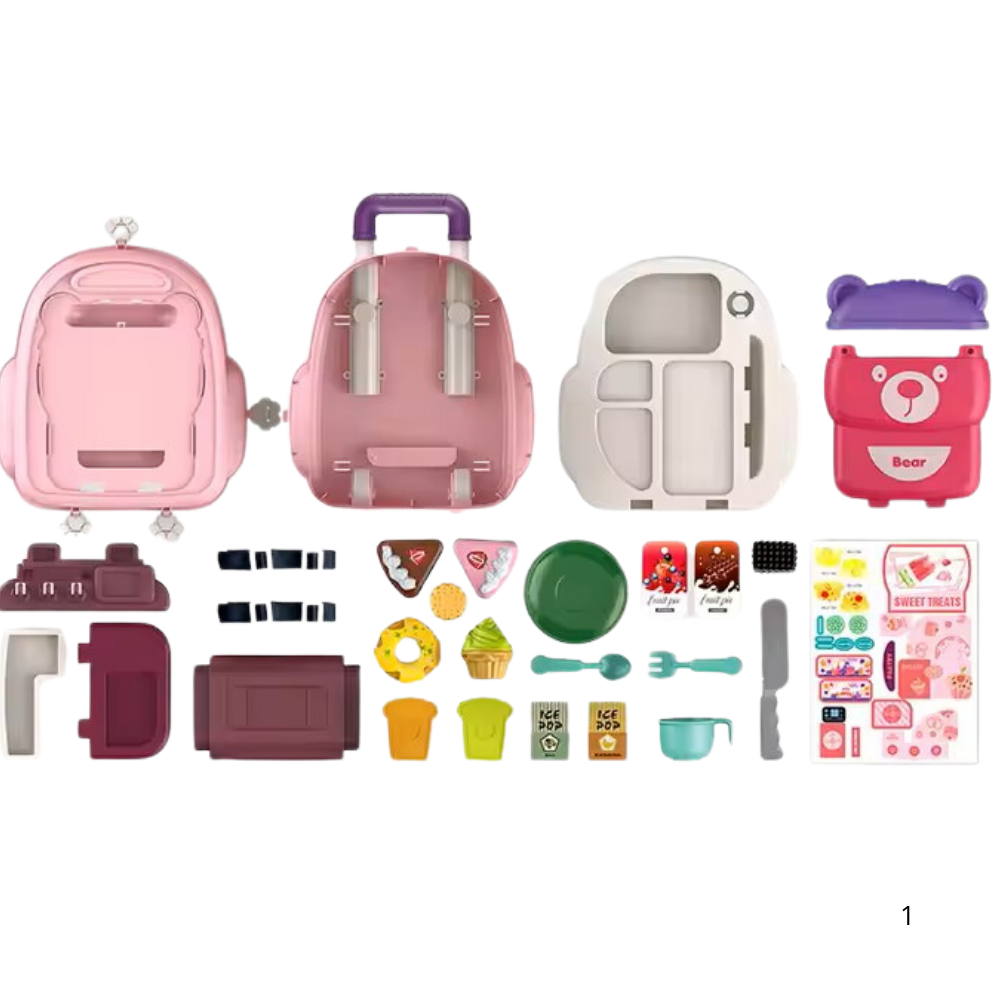 3-in-1 Pastry Play Set Backpack – DIY School Bag Bakery Toy (29 pcs)