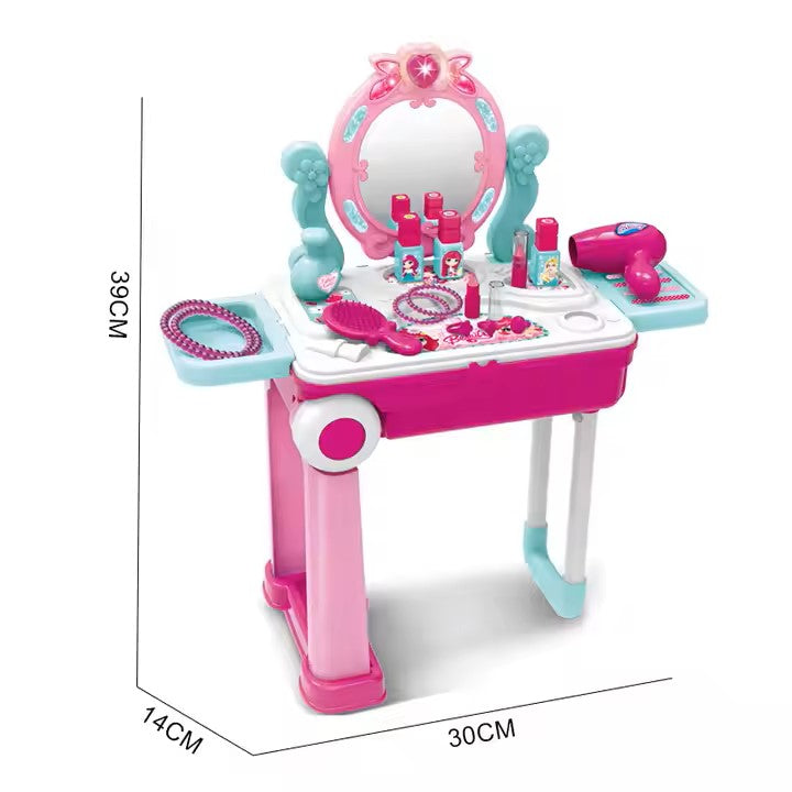 2-in-1 Makeup Table & Suitcase Beauty Play Set | Kids Dresser Toy for Girls game
