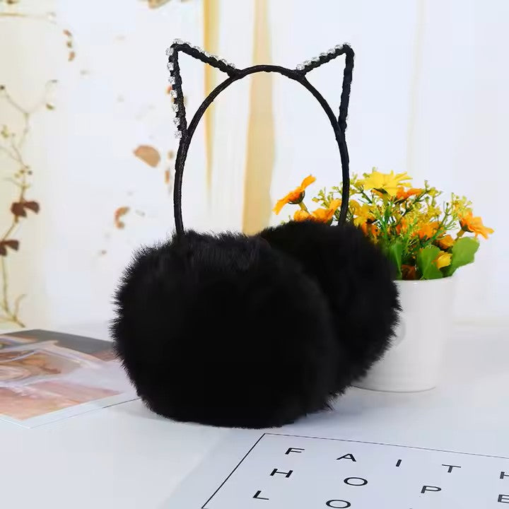 "Cat Ear Fluffy Earmuffs – Stylish, Warm & Adorable Winter Accessory" This title highlights the fashionable cat-ear design, **cozy warmth, and **cute aesthetic to a